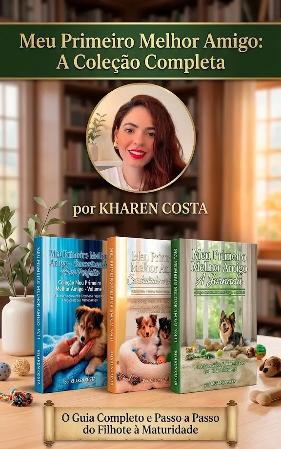 Kharen Costa, autora da coleção Meu Primeiro Melhor Amigo, com os 3 volumes